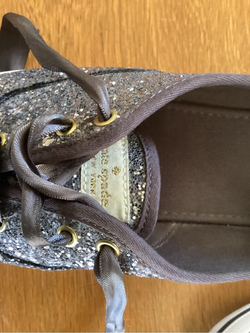 Keds by Kate Spade Navy Glitter Ribbon Lace Sneakers - Picture 4 of 9